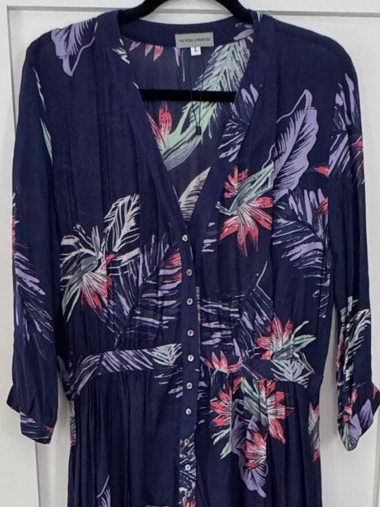The Rose Jabberjee Dresses & Skirts - The Rose Jabberjee,Navy Tropical Floral Maxi Dress,Size:L,Sheer, NWT, Never Worn